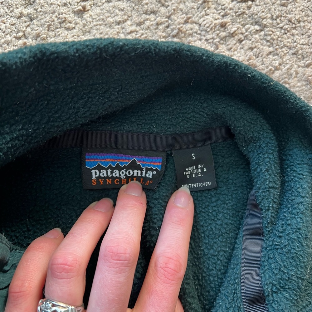 Vintage Patagonia Synchilla Full Zip Fleece Jacket in Dark Green - Picture 2 of 3